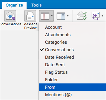 outlook for mac organize accounts